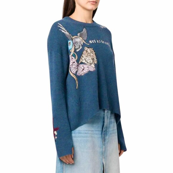 Zadig & Voltaire embroidered cashmere jumper Size XS NEW - Picture 1 of 10